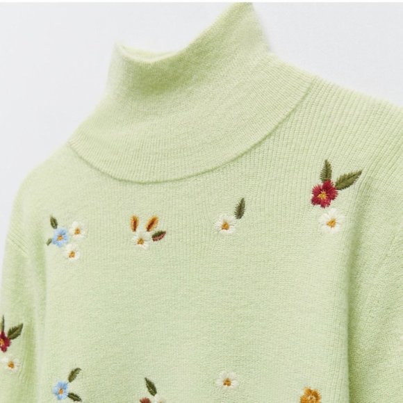 NWOT ZARA Floral Embroidery Knit Sweater - Picture 4 of 8